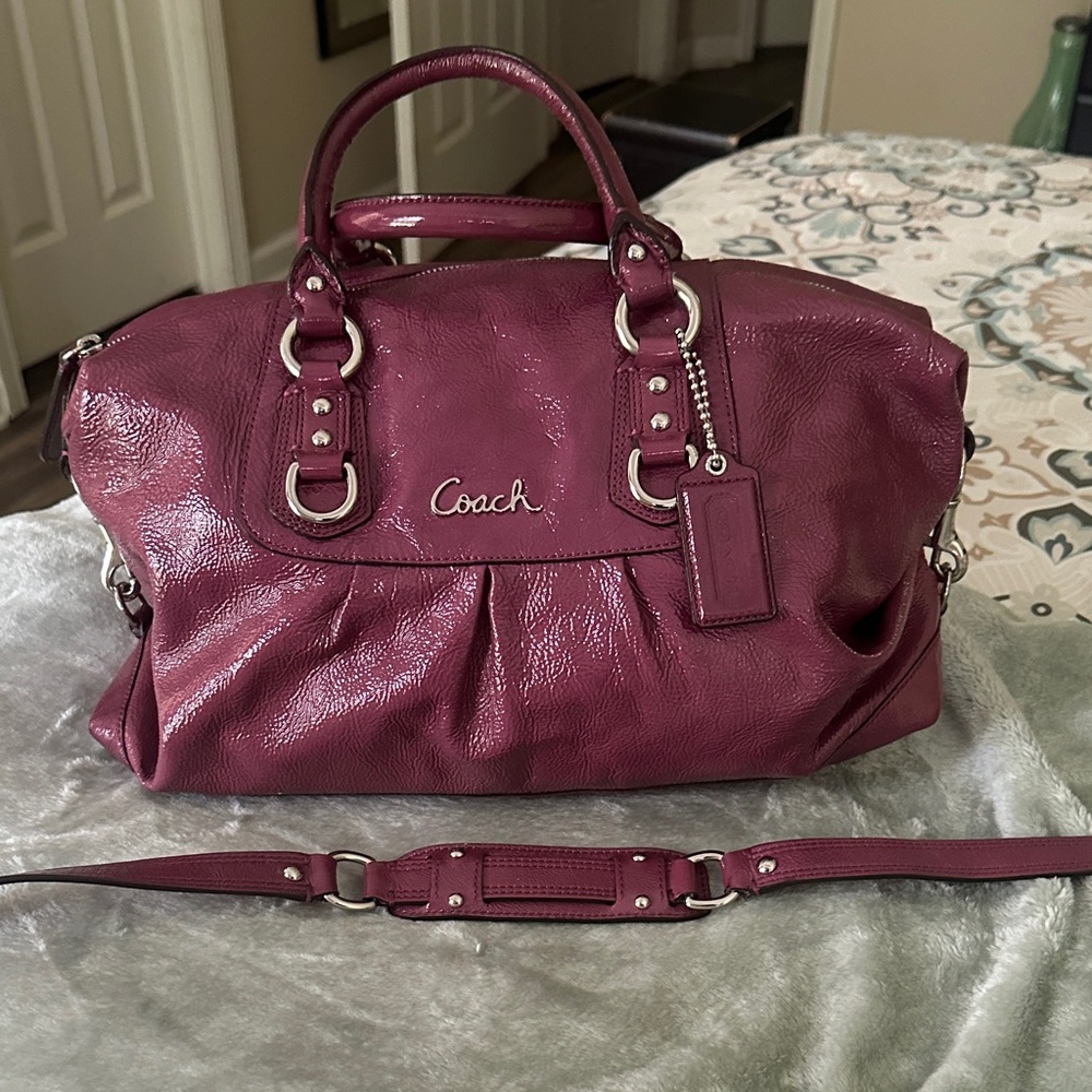 Coach Plum Leather Satchel